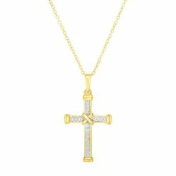 Budget 😉 Unbranded 14k Gold Over Silver Diamond Accent Cross Pendant Necklace 🥰