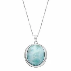 Best Pirce 🎉 Unbranded Sterling Silver Larimar Oval Pendant Necklace 👍