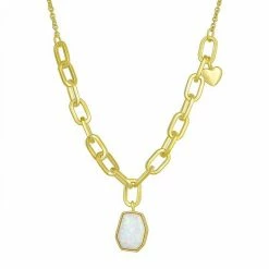 Buy 👏 Unbranded Lab-Created White Opal Link Chain Pendant Necklace ✨