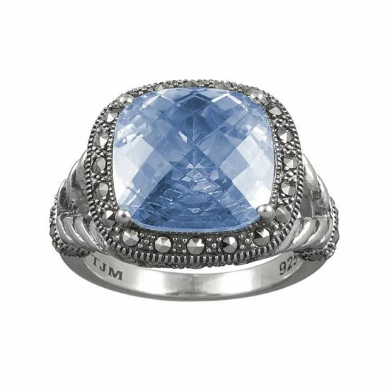 Outlet ๐ Unbranded Lavish By TJM Sterling Silver Lab-Created Blue Quartz Frame Ring โค๏ธ
