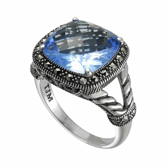 Outlet ๐ Unbranded Lavish By TJM Sterling Silver Lab-Created Blue Quartz Frame Ring โค๏ธ - Image 2