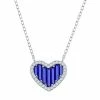 Coupon 🧨 Unbranded Sterling Silver Blue Baguette Cubic Zirconia Heart Necklace 🌟