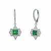 Coupon 🧨 Unbranded Sterling Silver Green & White Cubic Zirconia Leverback Earrings 🥰