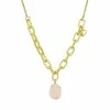 Deals ⭐ Unbranded Rose Quartz Link Chain Pendant Necklace 🤩