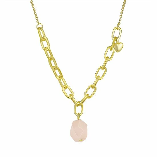 Deals ⭐ Unbranded Rose Quartz Link Chain Pendant Necklace 🤩