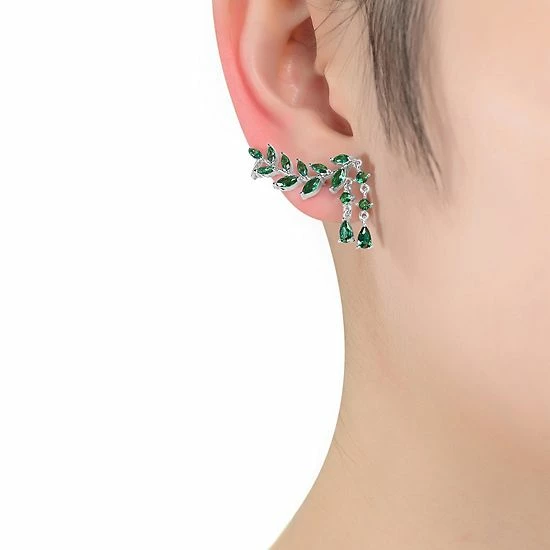 Brand new 👍 Unbranded Sterling Silver Cubic Zirconia Leaves Drop Earrings 🛒 - Image 2