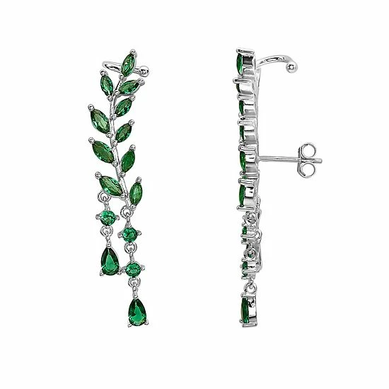 Brand new 👍 Unbranded Sterling Silver Cubic Zirconia Leaves Drop Earrings 🛒 - Image 4