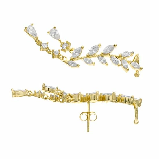 Brand new 👍 Unbranded Sterling Silver Cubic Zirconia Leaves Drop Earrings 🛒 - Image 5