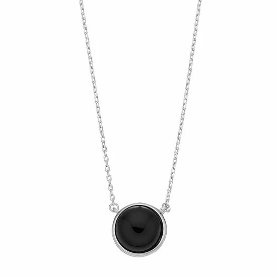 Deals 👍 Unbranded Sterling Silver Onyx Cabochon Necklace 👍