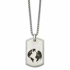 Brand new ✔️ Unbranded Men's Black Enamel Stainless Steel Earth 🐕 Dog Tag Necklace 🥰