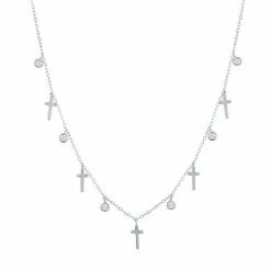 Wholesale 😀 Unbranded Sterling Silver Cross & Cubic Zirconia Charm Necklace 👍