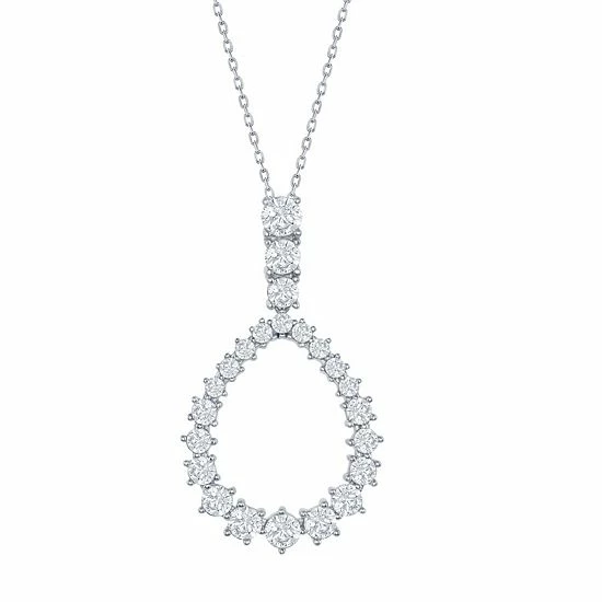 Best Sale 🌟 Unbranded Silver Tone & Cubic Zirconia Open Teardrop Pendant Necklace 🤩