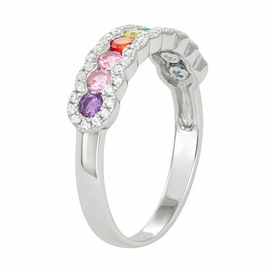 Top 10 👏 Unbranded Sterling Silver Rainbow Cubic Zirconia Accent Ring ✔️ - Image 2