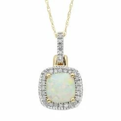 Top 10 🤩 Unbranded Lab-Created Opal & 1/8 Carat T.W. Diamond 10k Gold Halo Pendant Necklace Rose 🛒