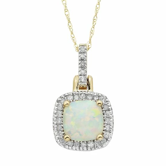 Top 10 ๐คฉ Unbranded Lab-Created Opal & 1/8 Carat T.W. Diamond 10k Gold Halo Pendant Necklace Rose ๐