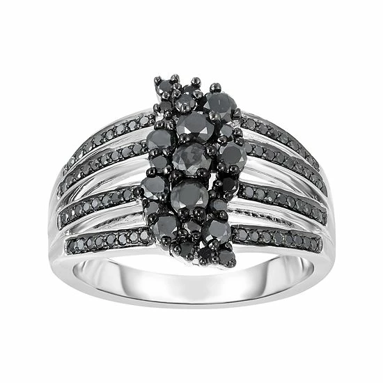 Deals ⭐ Unbranded 1 Carat T.W. Black Diamond Sterling Silver Split Shank Ring 🔔