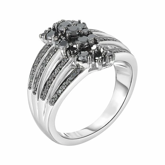Deals ⭐ Unbranded 1 Carat T.W. Black Diamond Sterling Silver Split Shank Ring 🔔 - Image 2