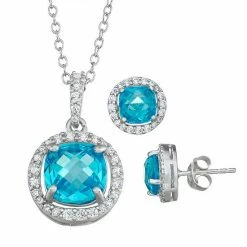 Flash Sale 😉 Unbranded Sterling Silver Blue Topaz & Cubic Zirconia Pendant & Stud Earring Set 🎁