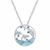 Top 10 ✔️ Unbranded Sterling Silver Larimar & Simulated Sapphire Dolphins Pendant Necklace ✨