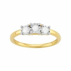 Cheap 🎁 Unbranded Sterling Silver 1/4 Carat T.W. Diamond 3-Stone Engagement Ring Rhodium Plated ✨