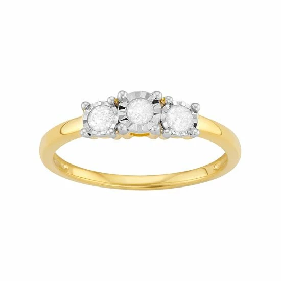 Cheap 🎁 Unbranded Sterling Silver 1/4 Carat T.W. Diamond 3-Stone Engagement Ring Rhodium Plated ✨