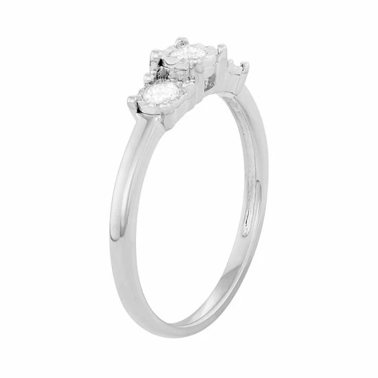 Cheap 🎁 Unbranded Sterling Silver 1/4 Carat T.W. Diamond 3-Stone Engagement Ring Rhodium Plated ✨ - Image 2