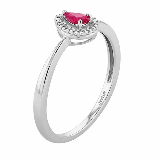 Deals 🌟 Unbranded Sterling Silver Ruby & Diamond Accent Teardrop Ring 🎉 - Image 2