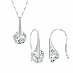 Promo 😉 Unbranded Sterling Silver Movable Cubic Zirconia Pendant Necklace & Drop Earring Set 😍
