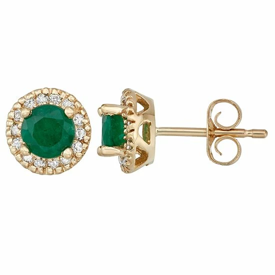 Buy 🔥 Unbranded The Regal Collection 14k Gold Emerald & 1/8 Carat T.W. IGL Certified Diamond Tiered Halo Stud Earrings Rose ✔️ - Image 3