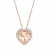 New 🌟 Unbranded Sterling Silver Heart-Shaped Morganite Cubic Zirconia Pendant Necklace 🛒