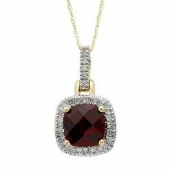 Best reviews of 😍 Unbranded Garnet & 1/8 Carat T.W. Diamond 10K Gold Halo Pendant Necklace Rose ✨