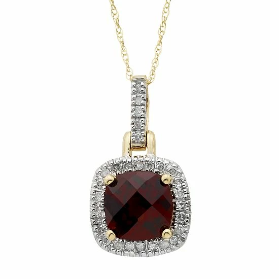 Best reviews of ๐ Unbranded Garnet & 1/8 Carat T.W. Diamond 10K Gold Halo Pendant Necklace Rose โจ