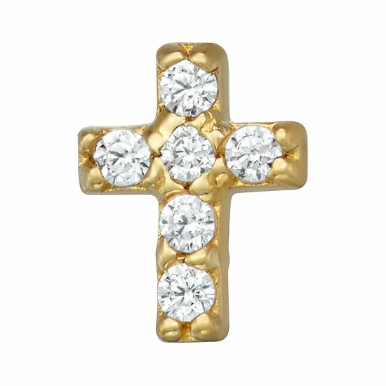 Best Sale 🥰 Unbranded 14k Gold Cubic Zirconia Cross Belly Stud 🎁