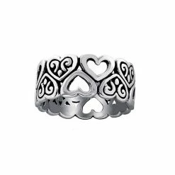 Best deal 🎁 Unbranded Sterling Silver Oxidized Multi-Heart Band Ring 🛒