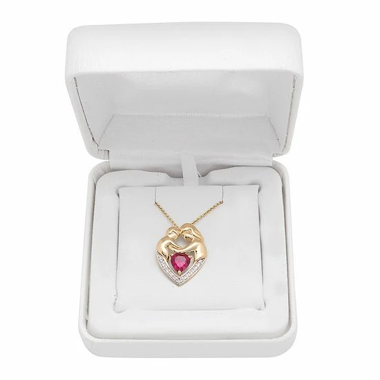 Best Sale ❤️ Unbranded Diamond Accent & Lab-Created Ruby 👩 Motherly Love Heart Pendant 🥰 - Image 2