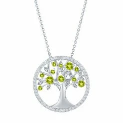 Cheap ❤️ Unbranded Sterling Silver Green Cubic Zirconia Tree Of Life Necklace ✨
