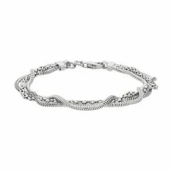 Wholesale 🎁 Unbranded Sterling Silver Triple Strand Mixed Chain Bracelet 🔥