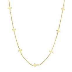 Best Sale ✔️ Unbranded 14k Gold Adjustable Sideways Cross Station Necklace ⌛
