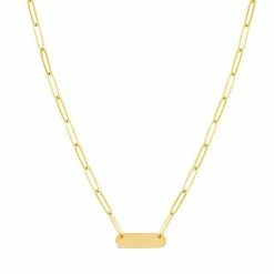 Best deal 🤩 Unbranded 14k Gold Bar Necklace On Paper Clip Chain 🛒