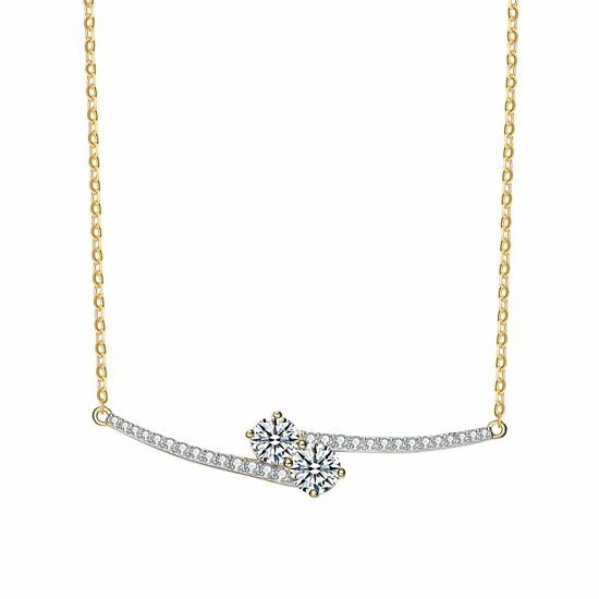 Promo 🌟 Unbranded 14k Gold Over Silver Cubic Zirconia Bypass Necklace Sterling 🤩 - Image 4