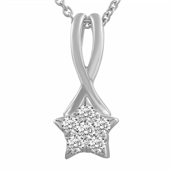 Cheap 😉 Unbranded Sterling Silver 1/6 Carat T.W. Diamond Star Pendant Necklace 😉