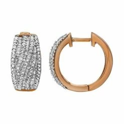 Wholesale ✔️ Unbranded Sterling Silver 1 Carat T.W. Diamond Hoop Earrings Gold Tone 😍