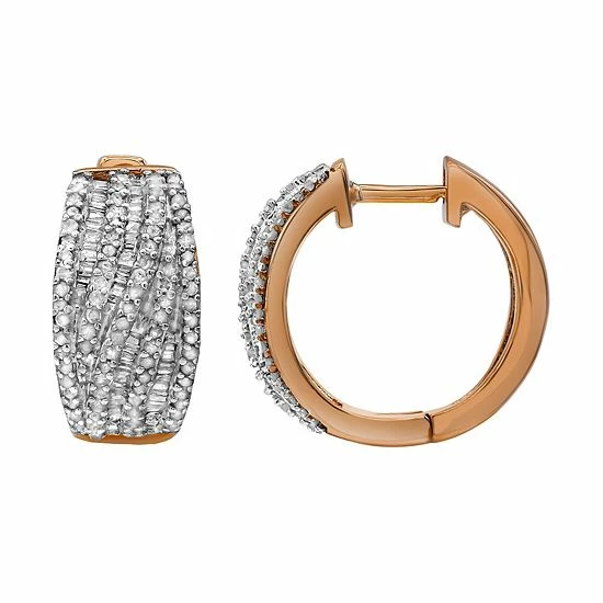 Wholesale ✔️ Unbranded Sterling Silver 1 Carat T.W. Diamond Hoop Earrings Gold Tone 😍 - Image 3
