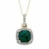 Promo 🤩 Unbranded 10k Gold Lab-Created Emerald & 1/8 Carat T.W. Diamond Halo Pendant Necklace Rose 🤩
