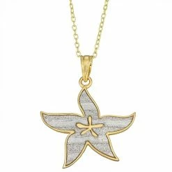 Cheap 🔔 Unbranded Gold Tone Sterling Silver Glitter Starfish Pendant Necklace 🔔