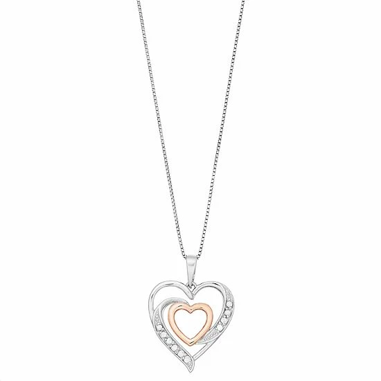 Best Sale ๐ Unbranded Two-Tone Sterling Silver 1/10 Carat T.W Diamond Heart Pendant Necklace ๐ฅฐ