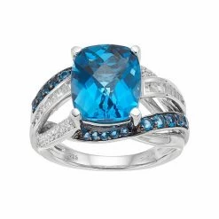Top 10 🧨 Unbranded Sterling Silver Blue Topaz & Lab-Created White Sapphire Ring ⌛