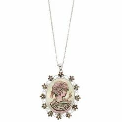 Best Sale ✨ Unbranded Sterling Silver 👩 Mother-of-Pearl Cameo Pendant Necklace 🤩
