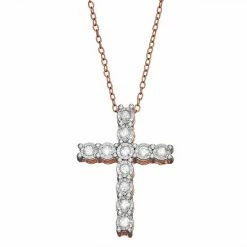 Cheapest ⭐ Unbranded Sterling Silver 1/4 Carat T.W. Diamond Cross Pendant Necklace 🔔