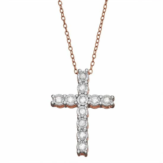 Cheapest ⭐ Unbranded Sterling Silver 1/4 Carat T.W. Diamond Cross Pendant Necklace 🔔